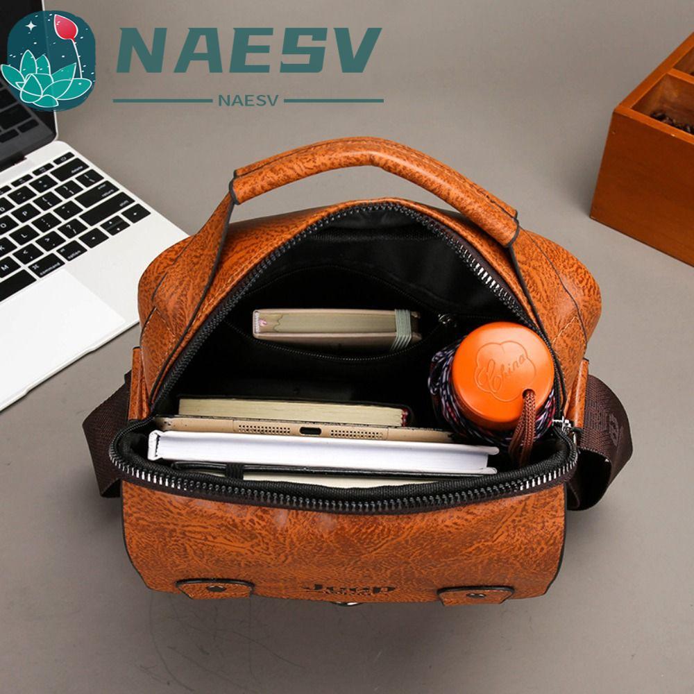 NAESV Vintage Man Bag, Waterproof Retro Shoulder Belt Bags, Fashion Large Capacity Casual Leisure Single-shoulder Bag Daily Wear