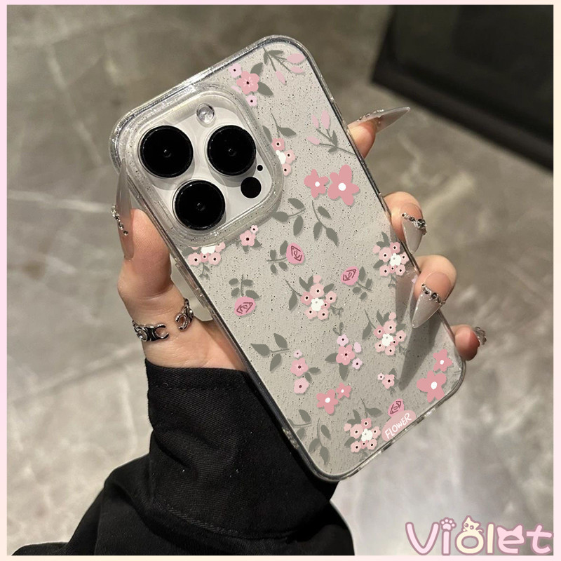 🍟Violet🍟เคสใสกากเพชรลายน่ารักๆ สำหรับเคส iPhone 17 11 Pro Max 13 11 12 14 15 Pro Max 7 8 14 16 Plus X XS XR Max SE 2020