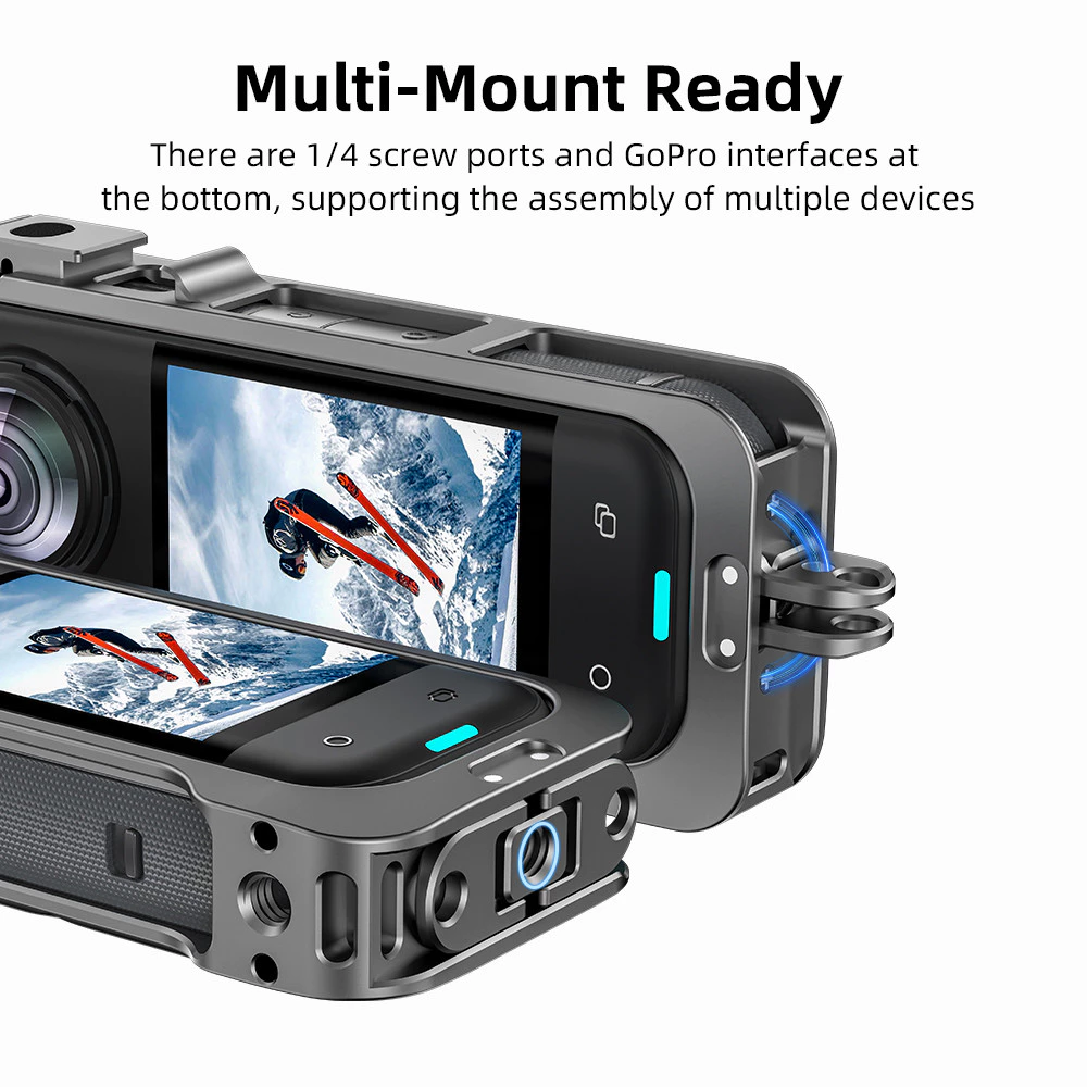 Flymile อลูมิเนียมกล้องสําหรับ Insta360 X5 Quick-Release กรงโลหะกรอบป้องกันแขน 1/4 สกรูรองเท้าเย็นอุปกรณ์เสริมสําหรับเติมแสง Selfie Stick thumbnail 4
