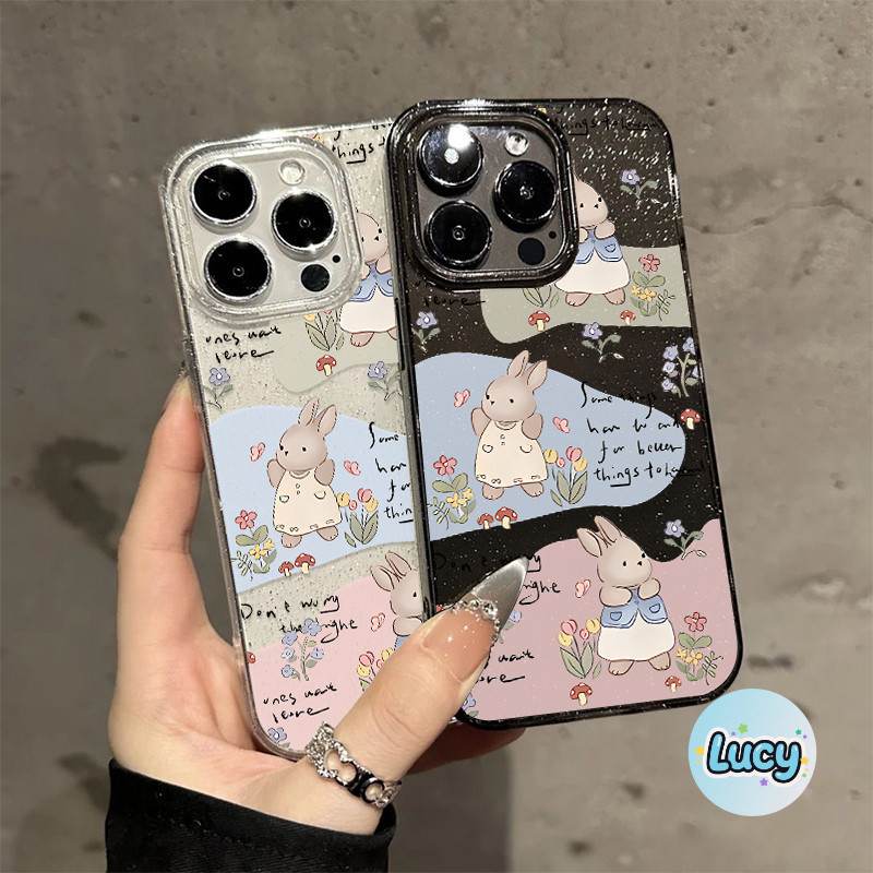 🍟Lucy🍟เคสใสกากเพชรลายน่ารักๆ สำหรับเคส iPhone 17 11 Pro Max 13 11 12 14 15 Pro Max 7 8 14 16 Plus X XS XR Max SE 2020