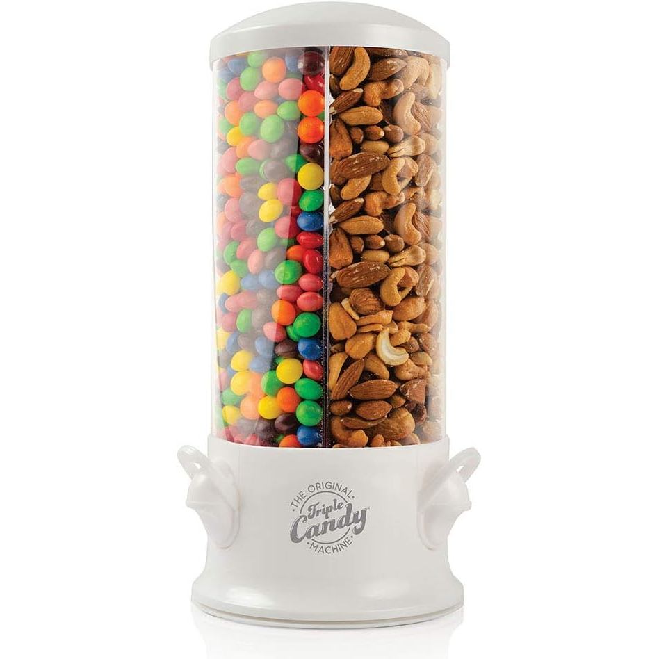 Handy Gourmet Original Triple Candy Machine-Fun Candy & Nut Dispenser-New & Improvement (Pearl White