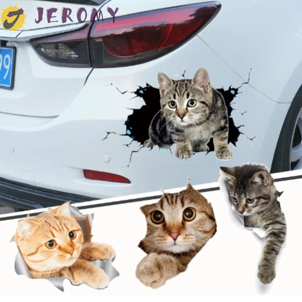 JEROMY Cat in The Crack Sticker, Universal 3D Cat Car 3D Cat Stickers, PVC Right Car Stickers PVC Wa