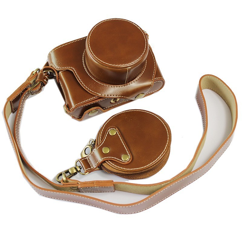 เหมาะสําหรับกระเป๋ากล้อง Leica D-LUX7 เคสหนัง Leica เคสป้องกัน Retro วรรณกรรมไหล่เดียว