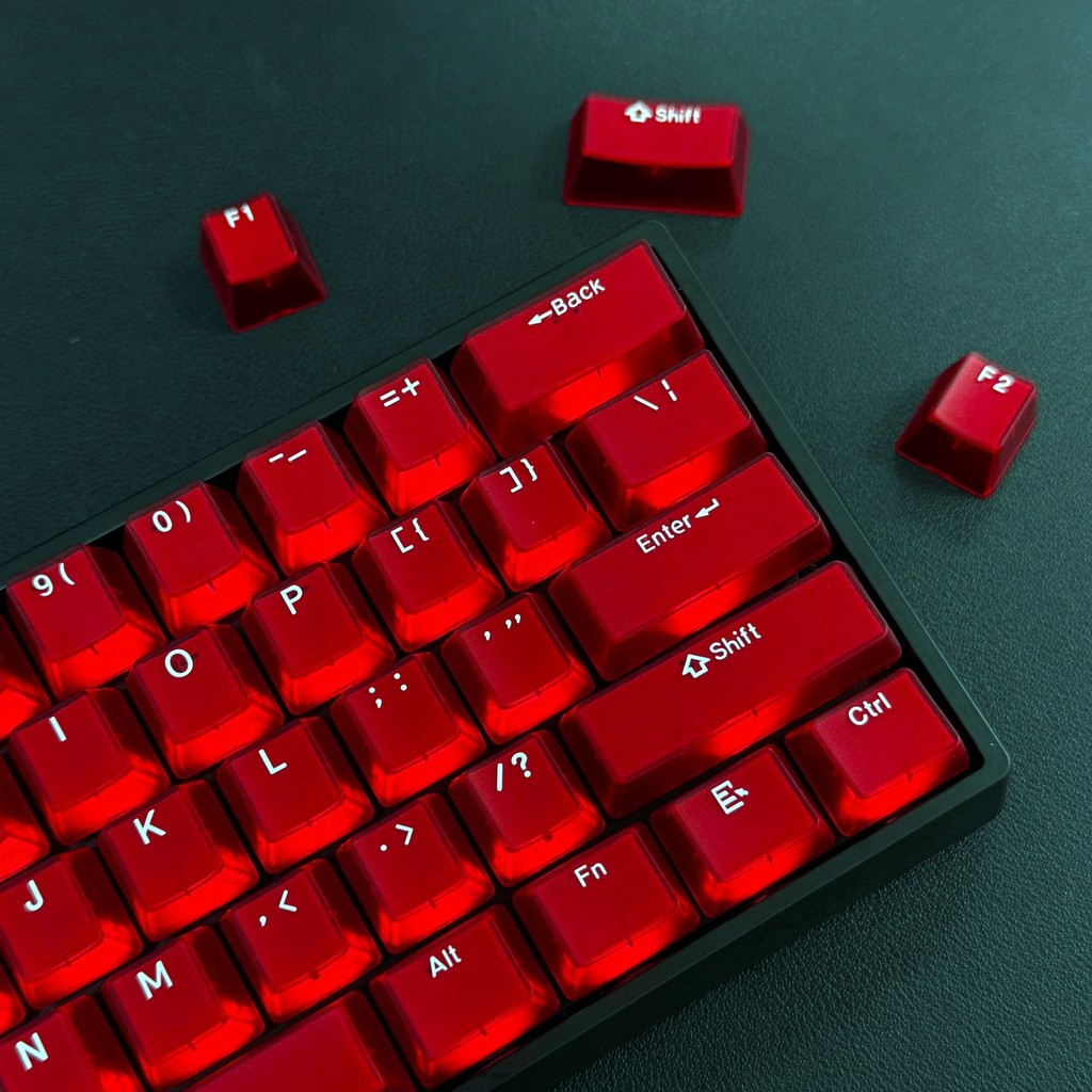 หยกสีแดงพุดดิ้ง Keycaps Doule Shot PBT Keycaps โปร่งแสง RGB Backlit Key caps โปรไฟล์ OEM สําหรับ MX Switches คีย์บอร์ด