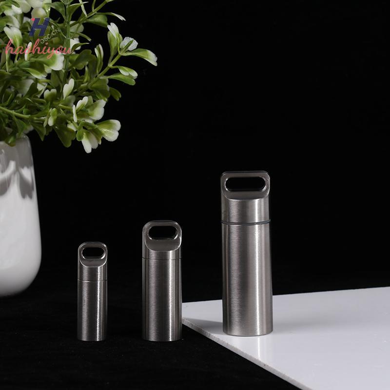 <haohiyou> Titanium Mini Waterproof Pill Box Portable Pill Container Pill Storage Case Nice