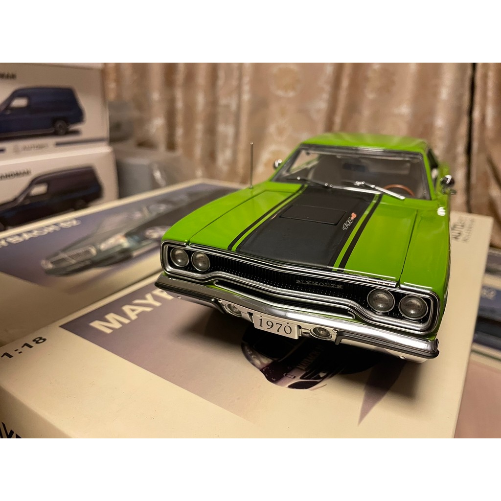 รุ่นแรก GMP 1: 18 1970 Plymouth Road Runner Plymouth Road Runner Running Bird Apple Green Small Fres