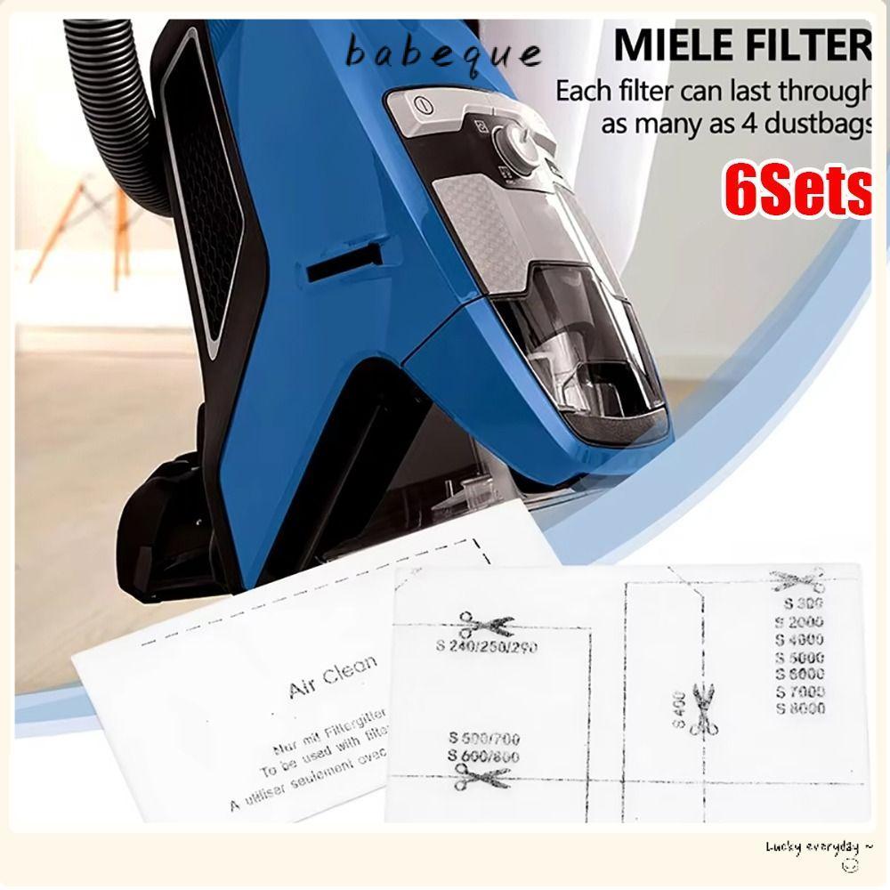 BABEQUE 6 ชุดเครื่องดูดฝุ่น,ตัวกรองไอเสีย Air Clean กรองผ้าฝ้าย,แพ็คอะไหล่สําหรับ Miele Complete S83
