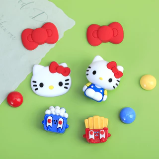 ชุดปุ่มแมวสีแดง KT สำหรับตกแต่งรองเท้าและของใช้ DIY แบบชิค!