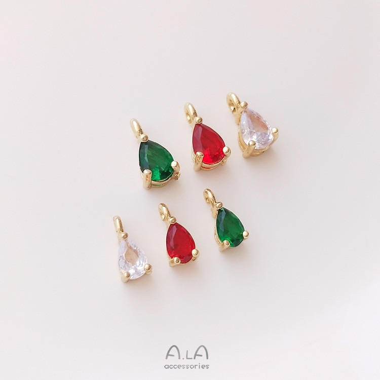 สร้อยข้อมือต่างหู งานแฮนด์เมด วัสดุ 14K Gold-Covered Drop-Shaped Zircon เครื่องประดับแฟชันสำหรับสวมใ