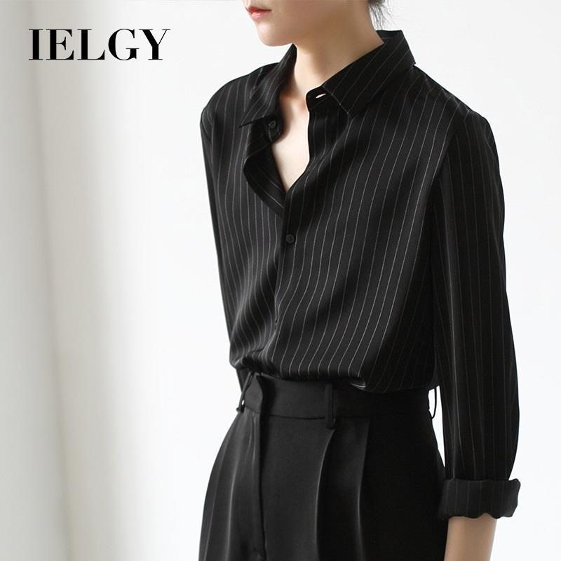 เสื้อดำสำหรับผู้หญิงสไตล์ฝรั่งเศสมีลายทางแนวนอนด้านบน Illkie