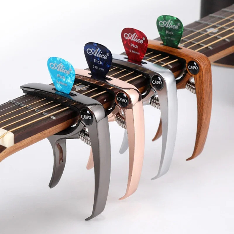 Miwayer อลูมิเนียมกีตาร์ Capo กีตาร์โลหะจูนเนอร์ Picks ผู้ถือ Professional Capo Acoustic ไฟฟ้า Guite