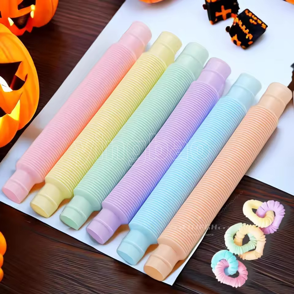 12 ชิ้น/2 แพ็ค Pop Tubes Sensory ของเล่น Fidget Pop Tube ความเครียดบรรเทา Decompression Finger ของเล