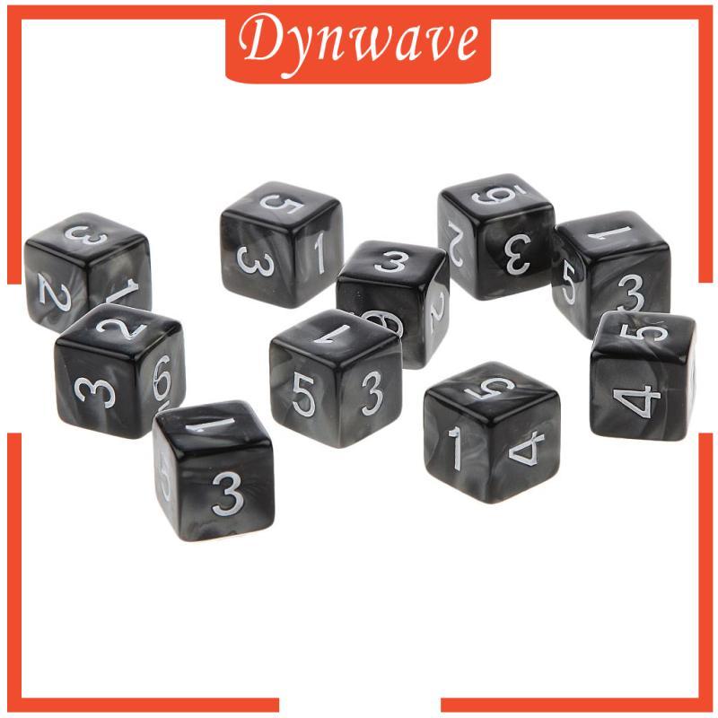 [Dynwave] 10 ชิ้นหกด้านลูกเต๋า D6 ลูกเต๋า D&D RPG บอร์ด TRPG คนรักเกมสีดํา
