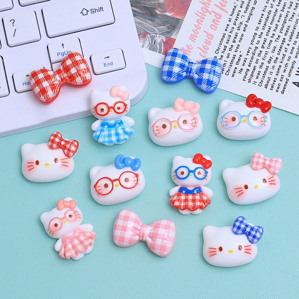 สร้อยคอ กิ๊บติดผม สายผม วัสดุตกแต่ง เซ็ตร้อยชิ้น Creative Eyes kitty Bow Tie Series อุปกรณ์เรซิน DIY