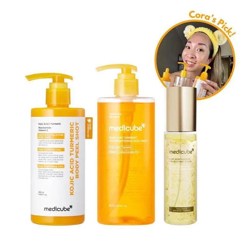 [medicube] Coras Confident Pits Kit | ใส่ Kojic Acid Turmeric Peel Shot, Kojic Brightening Body Wash