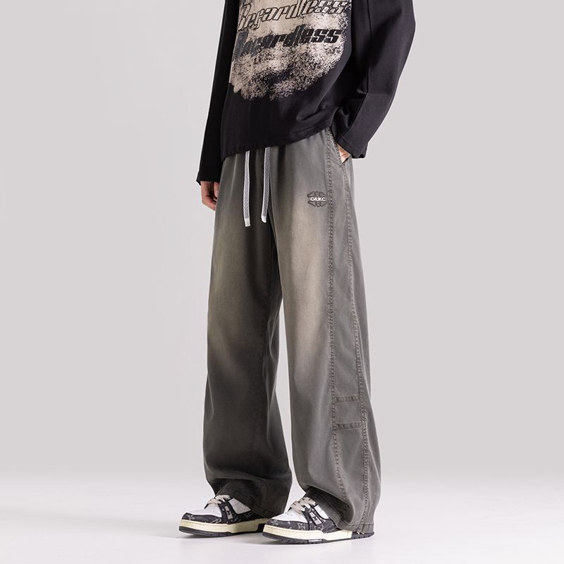 Yuhui 2026 Tencel Lyocell ตรงริ้วรอยล้างทําความสะอาดได้ขนาดใหญ่กางเกงขากว้างผู้ชายบางสไตล์ Street We