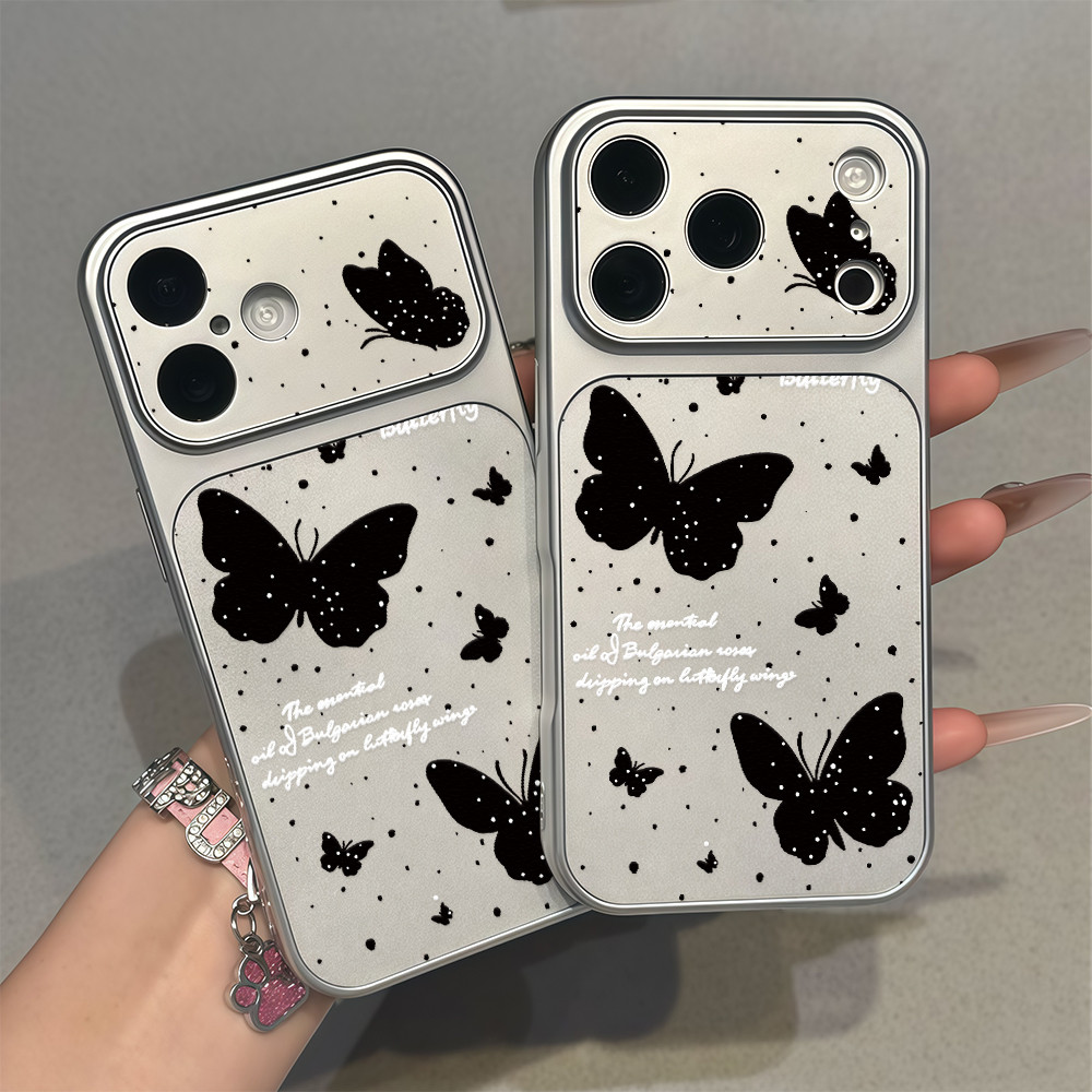 เคสสำหรับไอโฟน12 พร้อมจัดส่ง ผีเสื้อหรูหรา เคสนิ่มสีเงิน ลุคแบบซีรีส์17 For IPhone13 11 17 16Pro 15 PLUS 12 14 PROMAX XR