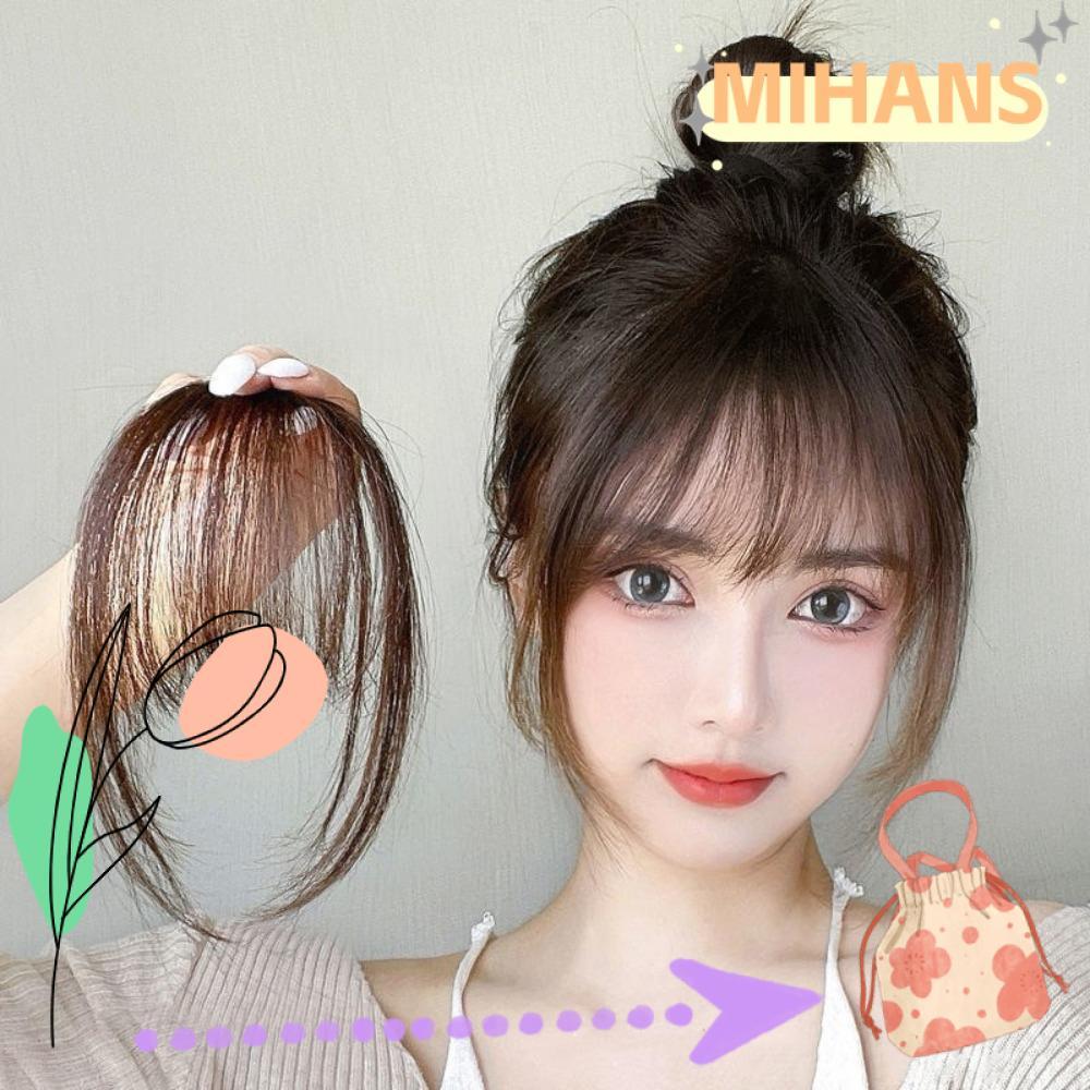 MIH Air Bangs Hairpiece, สีดําสีน้ําตาลสังเคราะห์ Mini Fake Bangs, สําหรับเด็กผู้หญิงผู้หญิง Hairpie