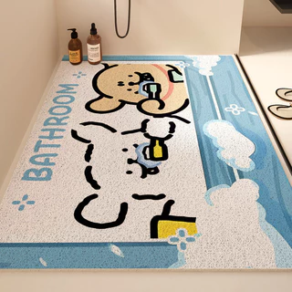 พรมเช็ดเท้าห้องน้ำ แผ่นรองกันลื่นในห้องน้ำ 40*60/60*90cm PVC ลายการ์ตูนน่ารัก กันลื่นได้ดี พรมดักฝุ่น