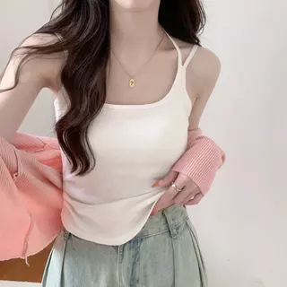 YY135 เสื้อสายเดี่ยวดีเทลผูกด้านหลัง เหมาะกับสาวเซ็กซี่ใสๆ เชือกรูดปรับ มีฟองน้ำ น่ารัก ใส่สบาย ราคาถูก