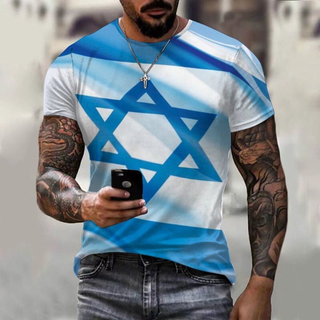 Casual Abstract T -Shirt 3D Israel Flag Men Clothes Harajuku Print