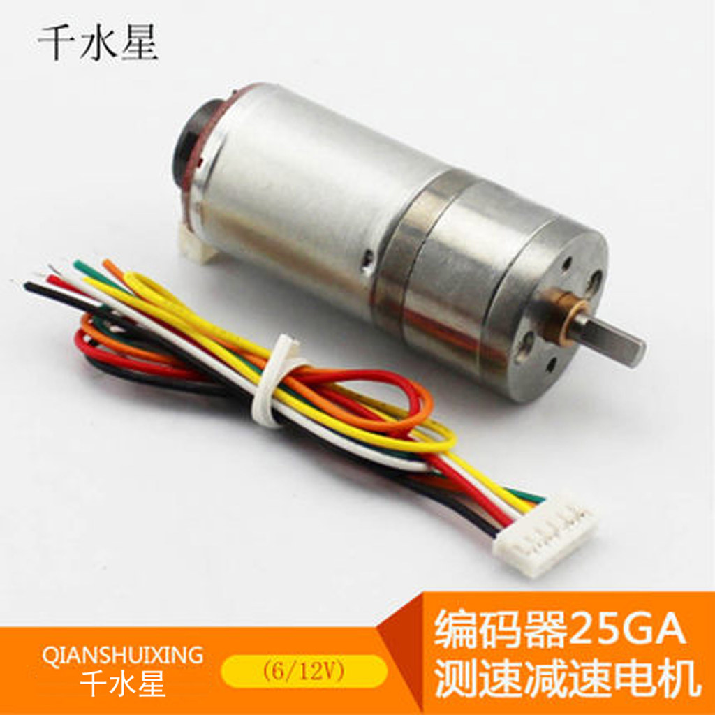 Encoder 25GA Speed Gearing Gearing Motor (6/12V) พร้อมแผ่นรหัสมอเตอร์โมเดลรถสมดุลแรงบิดที่แข็งแกร่ง