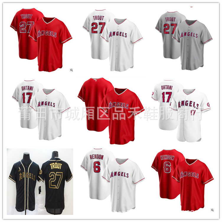 จัดส่งในวันเดียวกัน!!New Jersey Angels Angels 17 Ohtani 6 Rendon 27 Trout Baseball Uniform