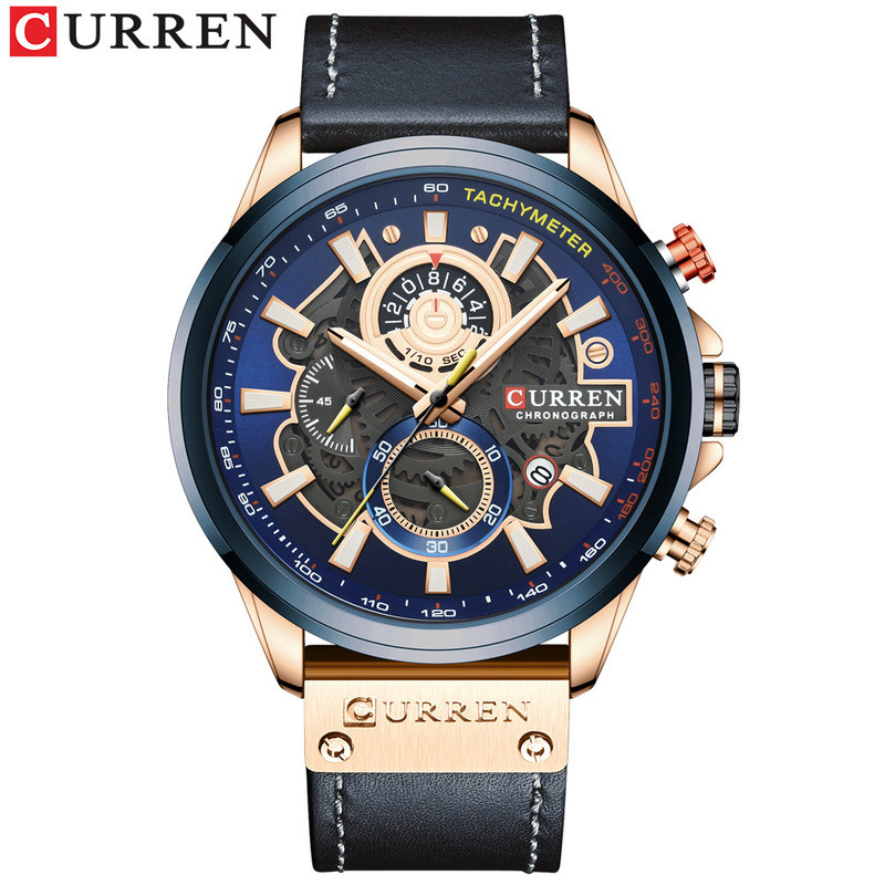 Curren/Curren สไตล์ใหม่ 8380 นาฬิกาผู้ชายกันน้ําควอตซ์มัลติฟังก์ชั่นนาฬิกาผู้ชายปฏิทินนาฬิกาเข็มขัด