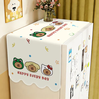 COD ผ้าคลุมตู้เย็น ผ้าคลุมกันฝุ่นตู้เย็น 70x170ซม ป้องกันฝุ่น กันลื่น ซักได้ ลายการ์ตูนน่ารัก เครื่องซักผ้า ตกแต่งบ้าน