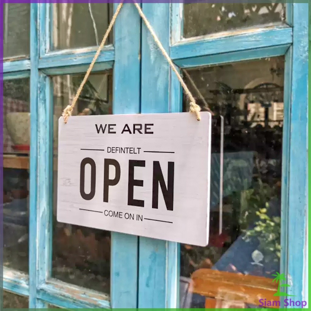SIAM 1 ชิ้น ป้ายแขวนประตูร้านค้า ป้ายแขวนเปิด-ปิดร้านค้า 2 ด้าน OPEN/CLOSED ใช้ตกแต่งร้าน Store sign