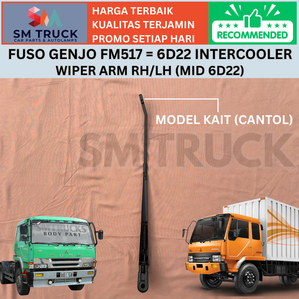 (MADE IN JAPAN) WIPER ARM GLASS BROOM HANDLE FUSO FM 517 FN617 GENJO 6D22 8DC BULLETUP HOOK MODEL