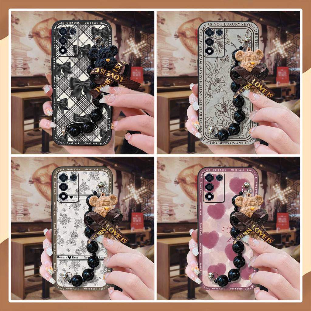 ฝาหลังเคสโทรศัพท์กันน้ําสําหรับ OPPO K9S/Realme Q3S/Q3T/K10 Vitality Edition Anti-knock จี้มุกสีดําส