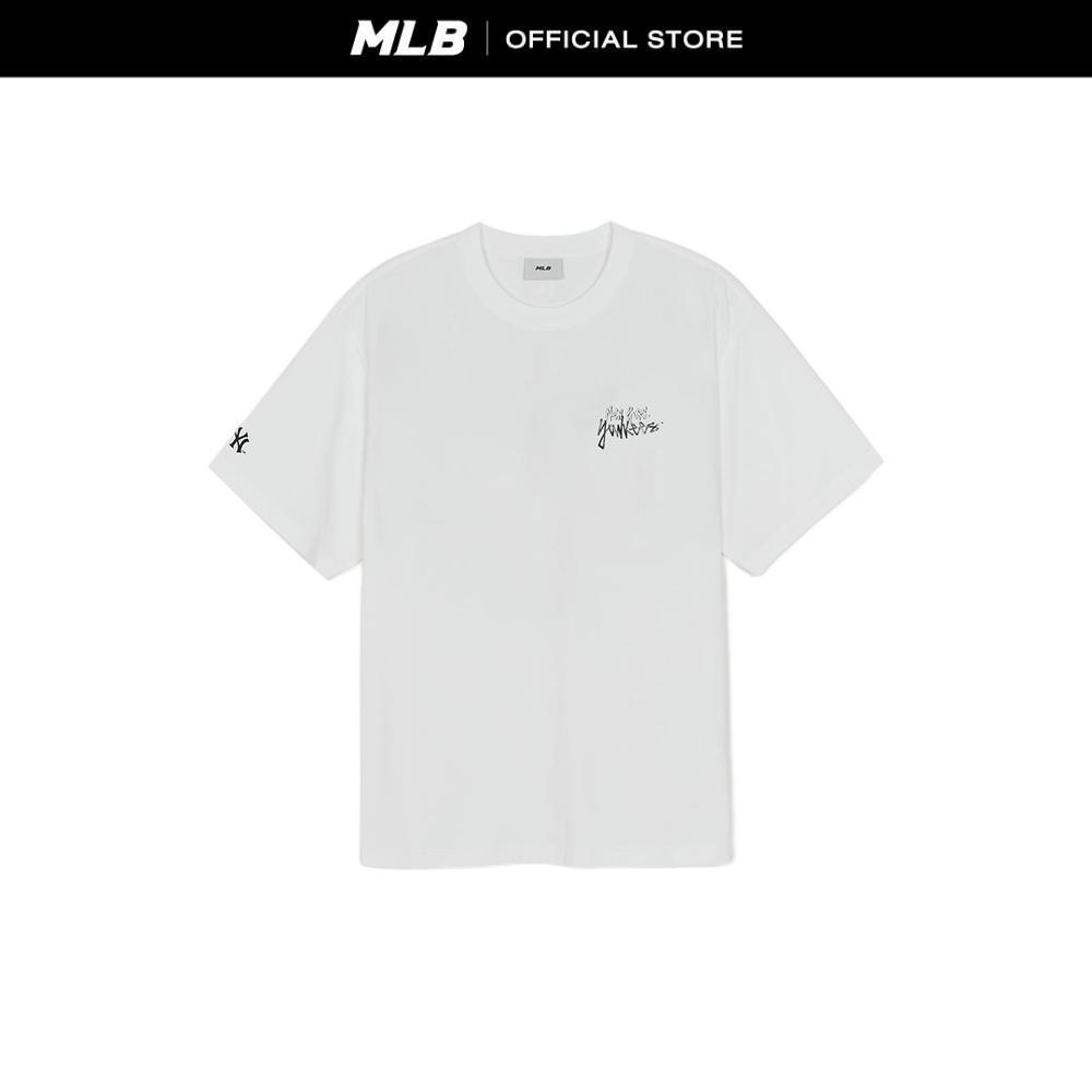 MLB เสื้อยืด ยูนิเซ็กซ์ Basic Mega Street Logo Over Fit T-Shirts รุ่น 3ATSB0563 50WHS สีขาว