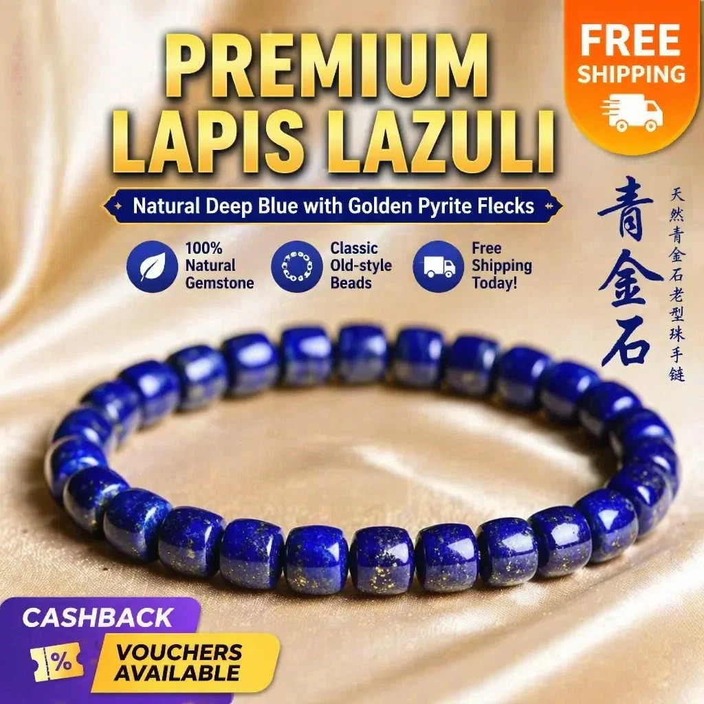 [MCD]ธรรมชาติ Lapis Lazuli 7 มม.สร้อยข้อมือลูกปัด Unterishing Healing คริสตัลของแท้ Lapis Lazuli สร้