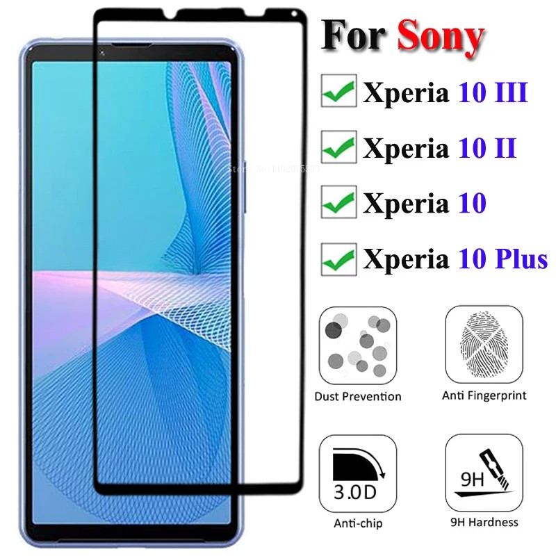 1-3 ชิ้นสําหรับ Sony Xperia 5 V IV สีดําขอบป้องกันหน้าจอคลุมทั้งหมดป้องกัน HD ฟิล์มแก้วสําหรับ Sony Xperia 10 1 VII VI V IV VIII ฟิล์มกระจกนิรภัย