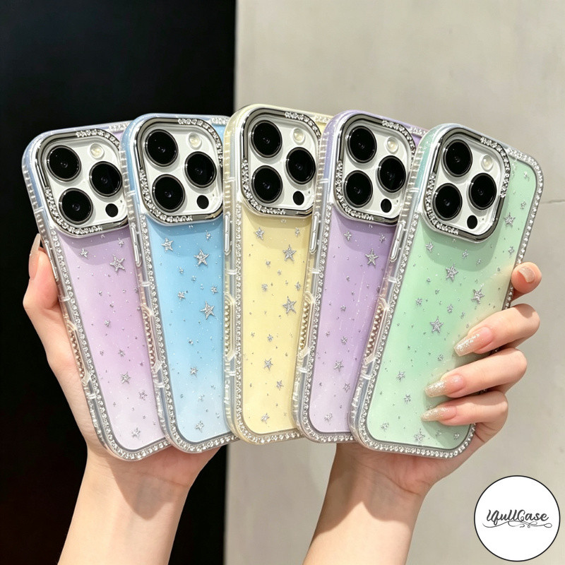 เคสกรอบเพชร ลายดาววิบวับ สไตล์หรูหรา เคสไอโฟน11 เหมาะสำหรับ IPhone 16 17 13 16 14 Pro Max 15 16 11 15 Plus Air 17 12 15