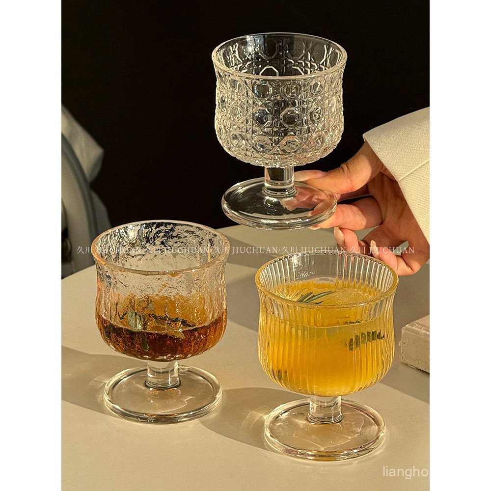 Retro ins ลมแก้ว Goblet หรูหราน้ํามูลค่าสูงแก้วไวน์แดงแก้วค็อกเทลน้ําแข็งกาแฟอเมริกัน YR1T