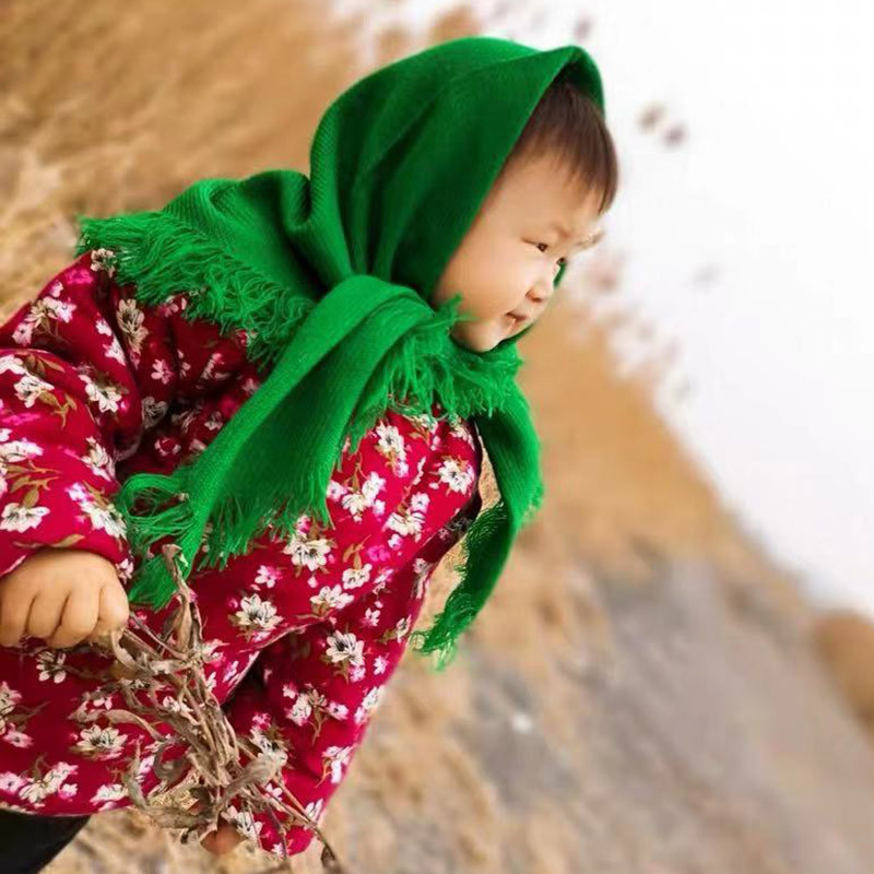 ผ้าโพกผม ผ้าโพกหัว Old Lady Female Country Mother Granny Green Headscarf