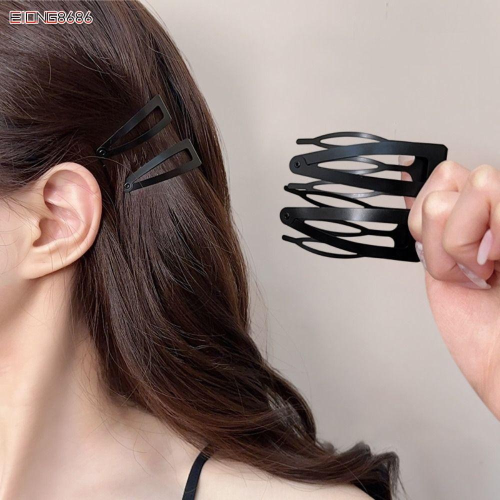 EIONG8686FT 2 ชิ้นผม Barrettes, Strong Hold สามฟัน BB กิ๊บติดผม, Multi-functional โลหะสีดํา Matte Bangs กิ๊บติดผมผู้หญิงสาว