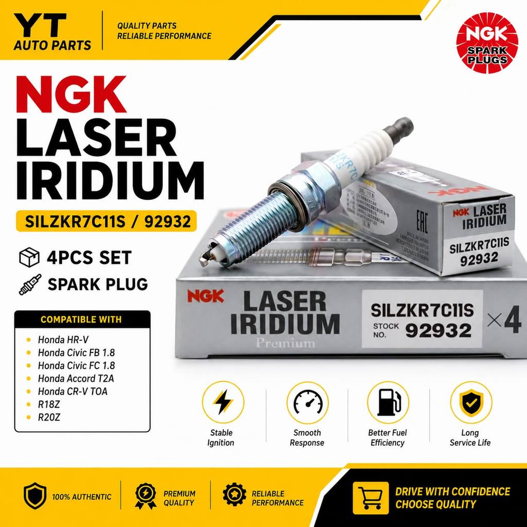 หัวเทียน NGK Laser Iridium SILZKR7C11S 92932 4 ชิ้นชุด Honda HR-V Civic FB FC Accord CR-V