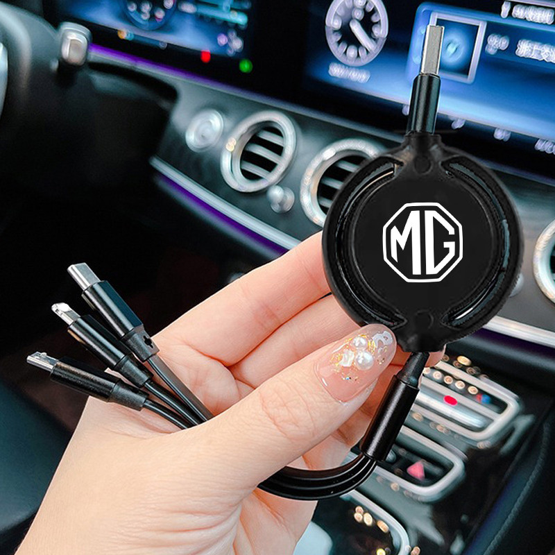 รถ 3 In 1 Retractable Micro Data Wire USB Type C 100w Fast Charging สําหรับ Morris Garages MG ZS HS 