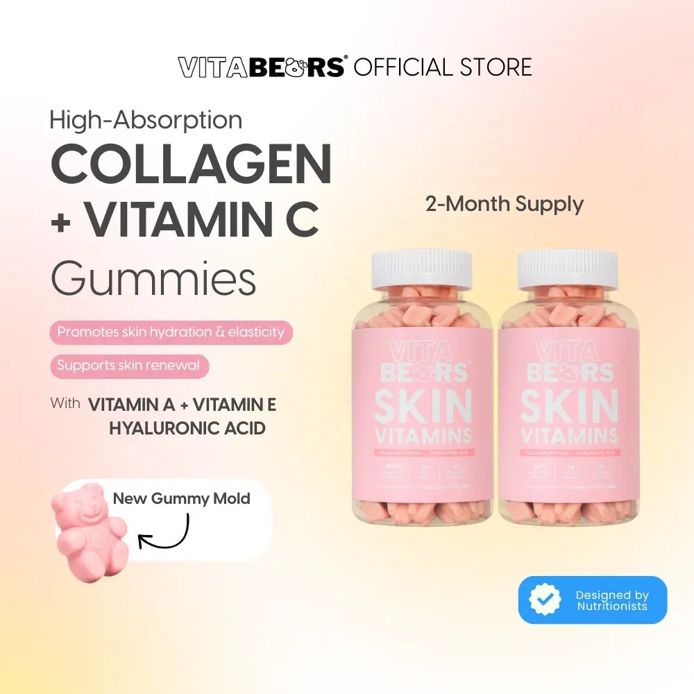 [BUNDLE OF 2] Vitabears Collagen Gummies | มารีน คอลลาเจน + วิตามินซี (แอสคอร์บิกแอซิด) + วิตามินอี 