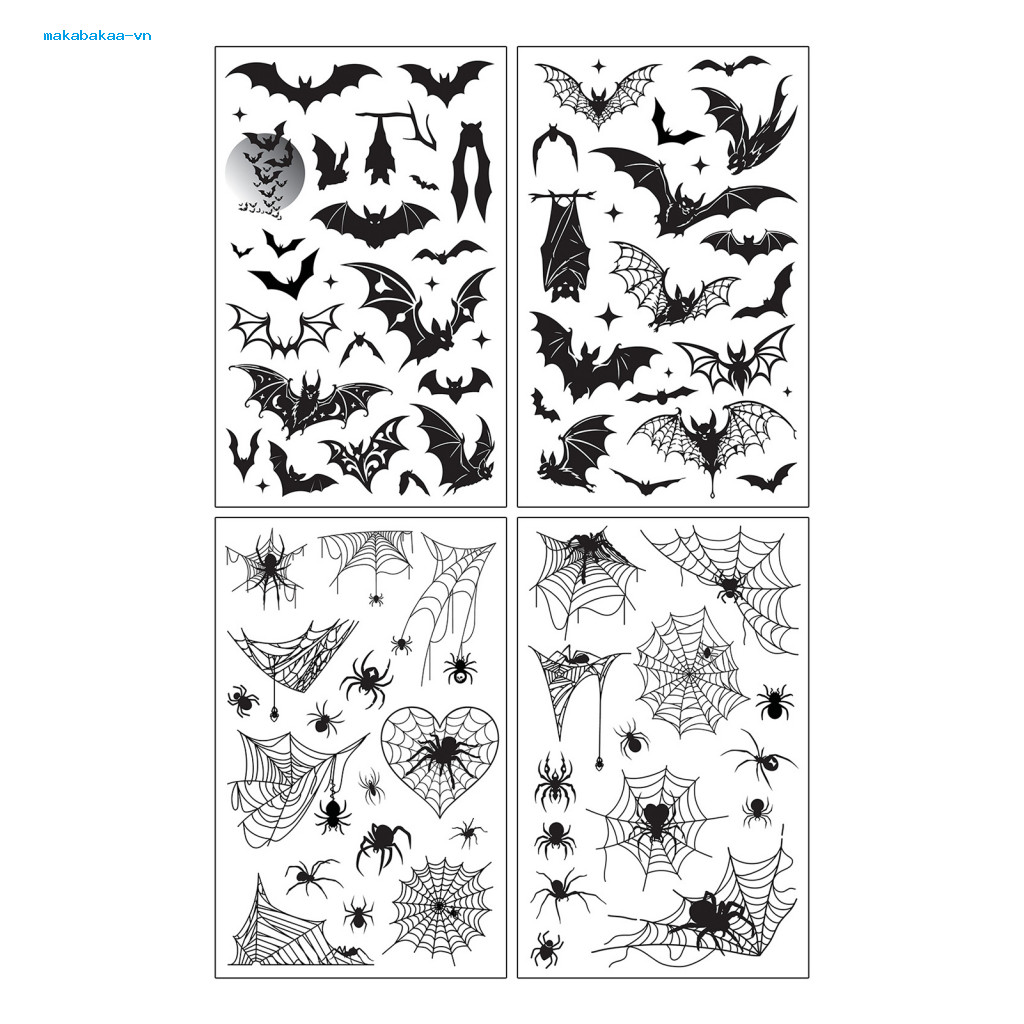 4 ชิ้นกิจกรรมแต่งหน้าสัก, Spider Web Tattoo Decals สําหรับปาร์ตี้ฮาโลวีน,สมจริงและสดใส 3D รูปแบบ, วั