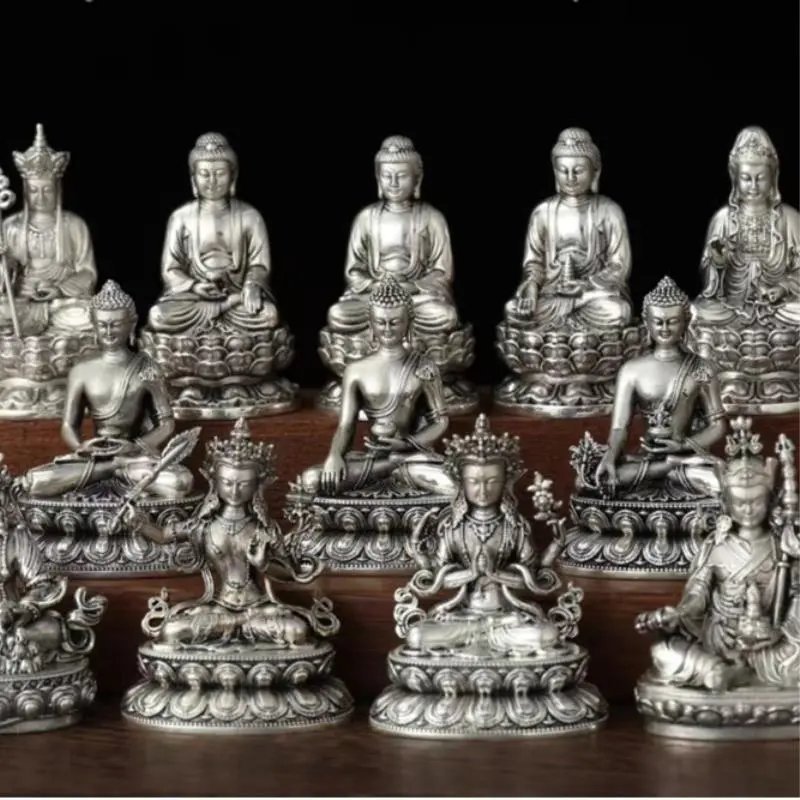 รูปปั้นศากยมุนีแบบพกพา Ksitigarbha Guru Rinpoche Manjusri Yakushi Guimon Retro เครื่องประดับ