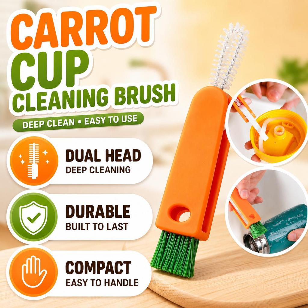 Berus Cuci Chawan แปรงทําความสะอาดถ้วยแครอท 3-in-1 ขวดแปรงอเนกประสงค์ทําความสะอาดในครัวเรือน