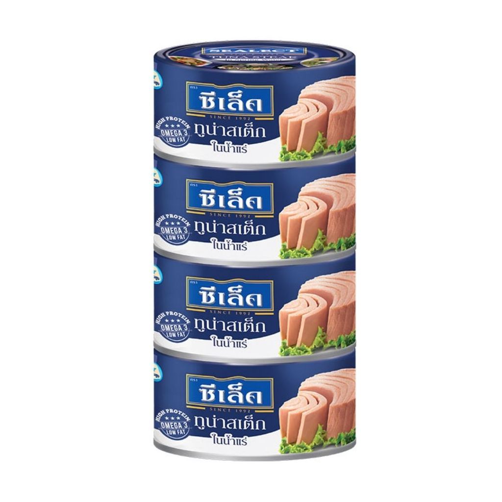 ซีเล็ค ทูน่าสเต็กในน้ำแร่ Sealect Tuna Steak Spring Water 185g. Pack4