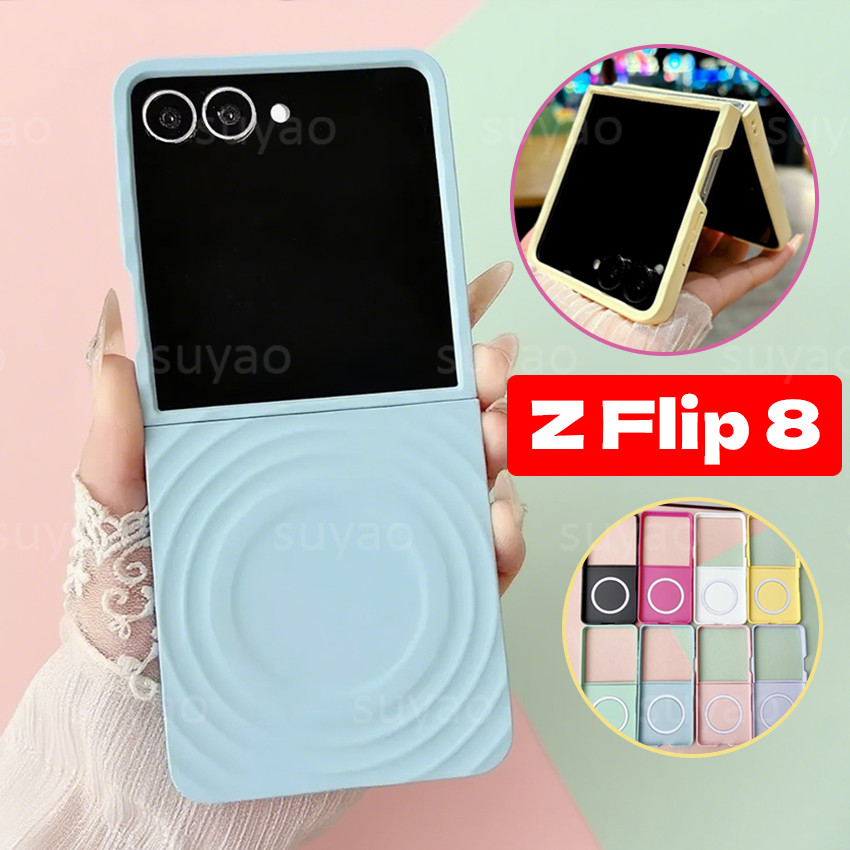 สําหรับ Samsung Galaxy Z Flip 8 Flip8 2026 ซิลิโคนเหลว Ripple Matte เคสโทรศัพท์ปลอกแม่เหล็ก ZFlip8 7 Flip7 ป้องกัน Candy สีทึบกันกระแทกปกหลัง
