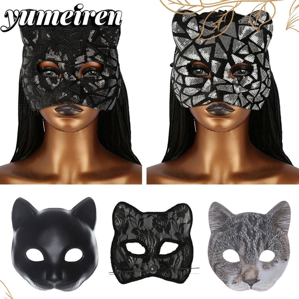 YUMEIREN Masquerade , Half Face EVA Cat Girl , Venetian Party Makeup Ball Mardi Gras