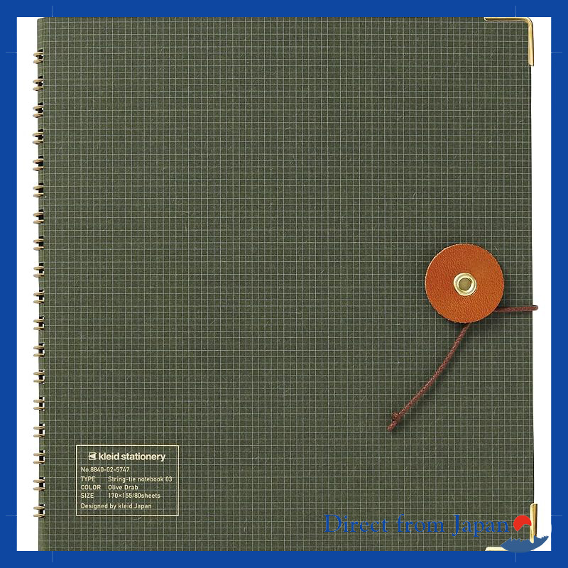 Kleid Notebook String Tie Notebook 03 Square 2mm Grid - Camel, Olive, Gray, Navy, Black, Red