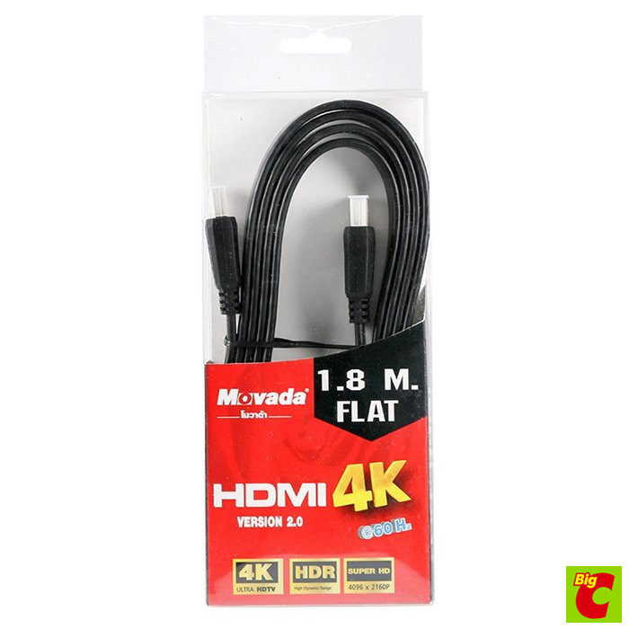 โมวาด้า สาย HDMI 4K เวอร์ชั่น 2.0 รุ่น HDMI FLAT ความยาว 1.8 ม.